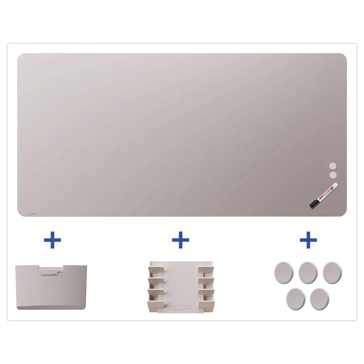 Mat glazen magnetisch bord 100x200 + set - Grijs - LEGAMASTER