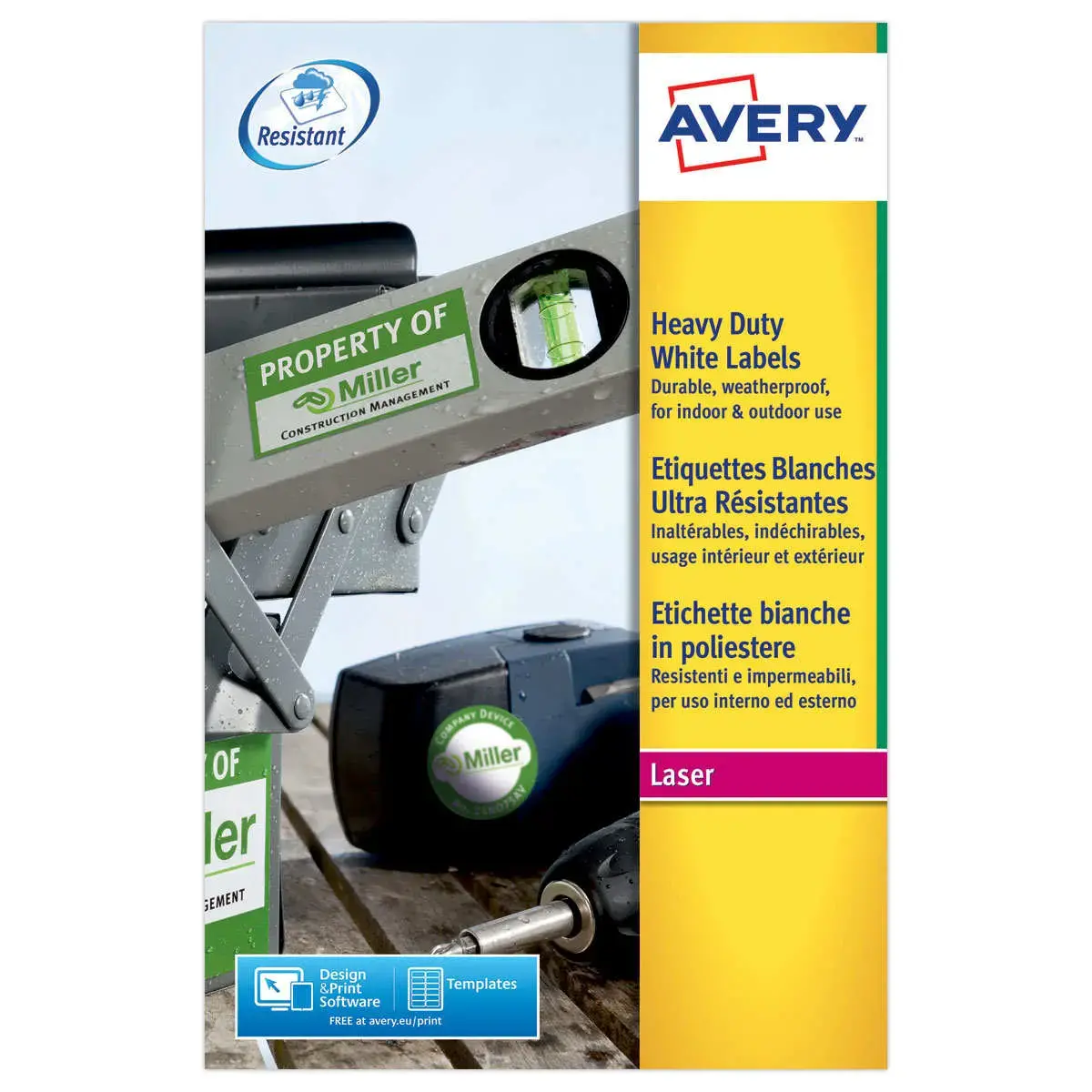 Ultrasterke laseretiketten AVERY 45,7x21,2 mm 960 etik/doos