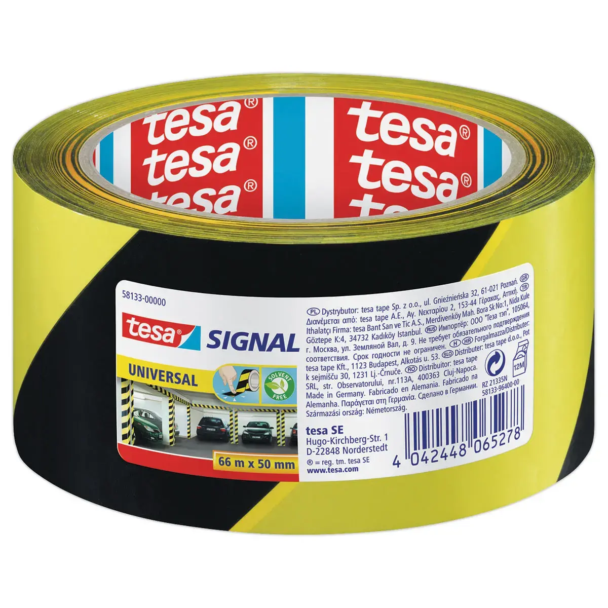 Kleefband TESA - 66m x 5cm - Zwart/geel