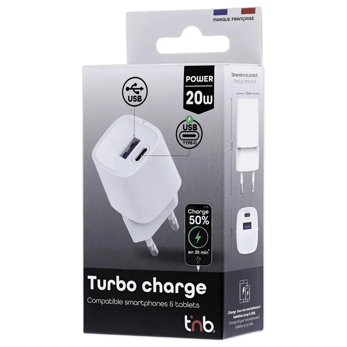 Nano USB-C lader - Snelladen 20W - T'NB