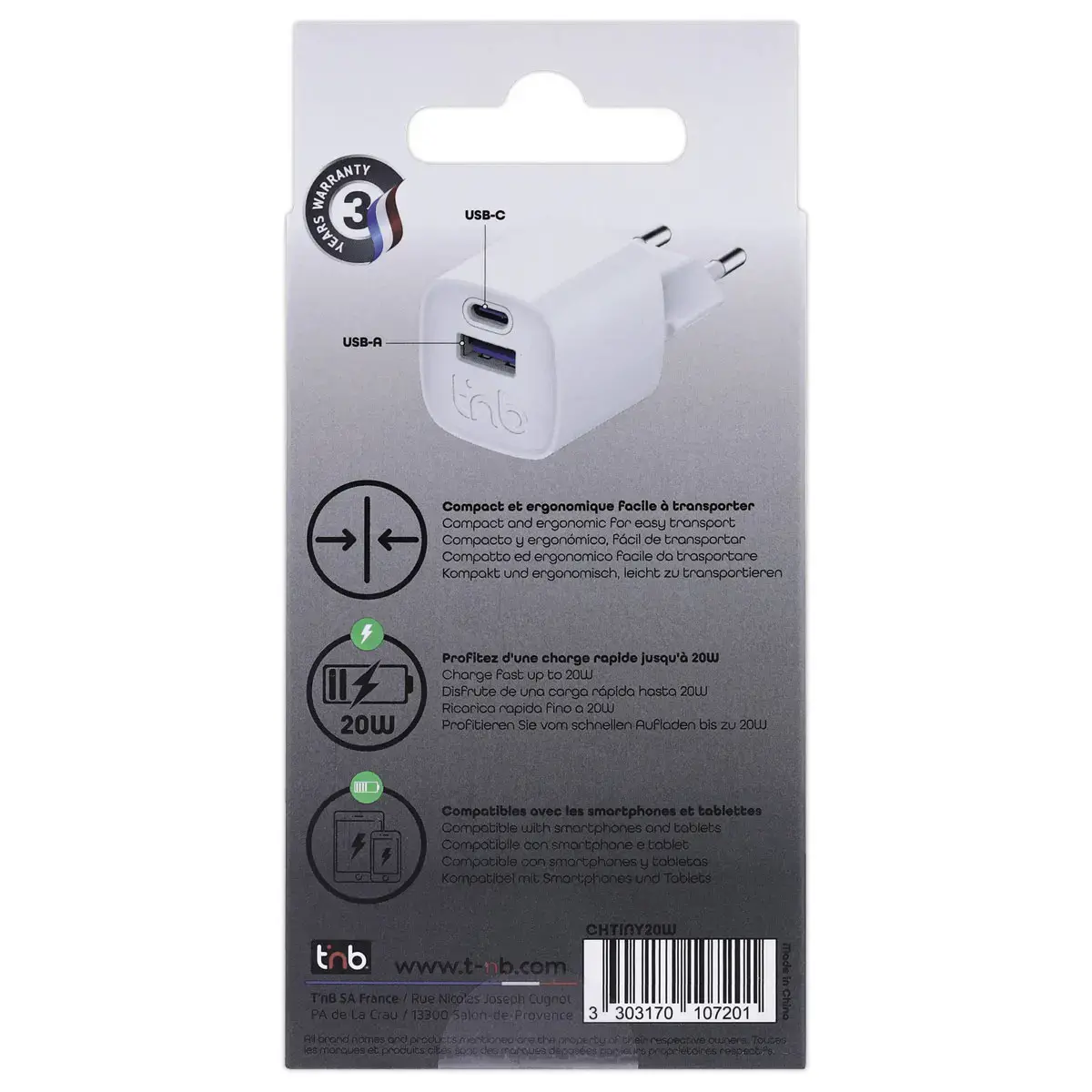 Nano USB-C lader - Snelladen 20W - T'NB