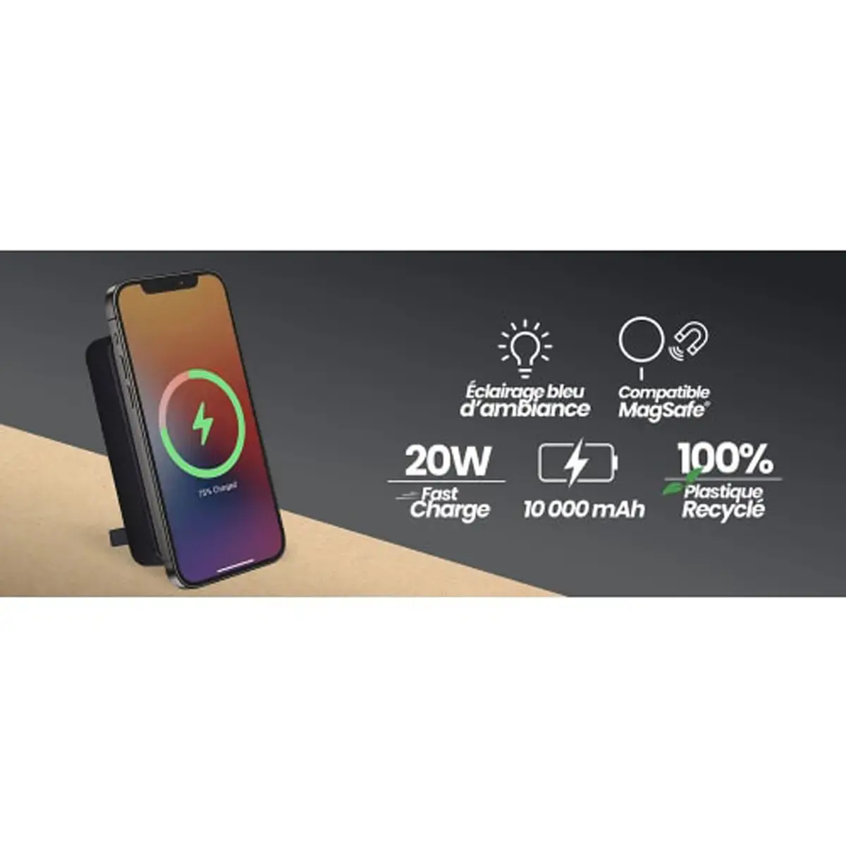 Draagbare Batterij 1000MAH Gerecycled - MagSafe met Houder - T'NB