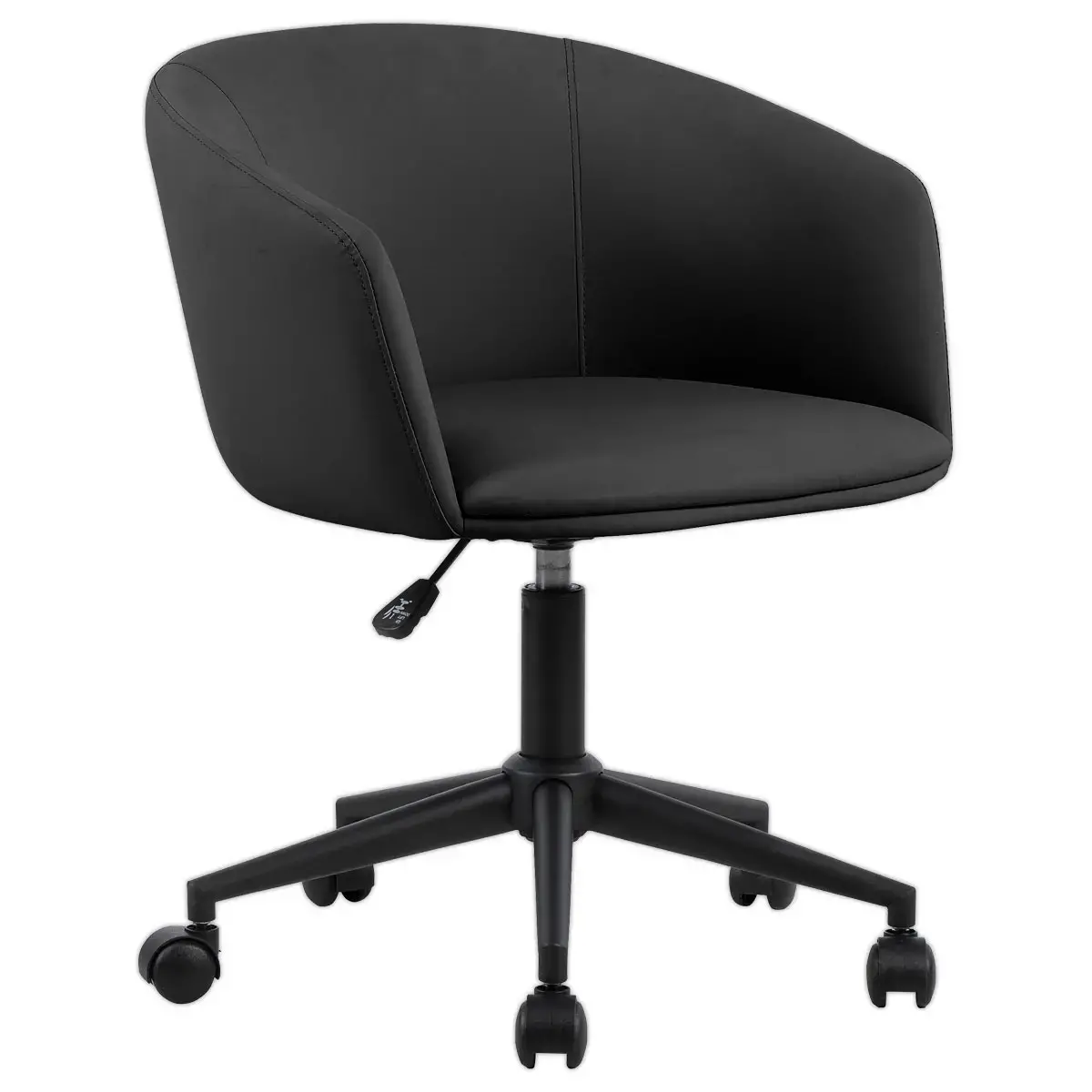 2 ARCO fauteuils zwart met wieltjes onderstel gemonteerd