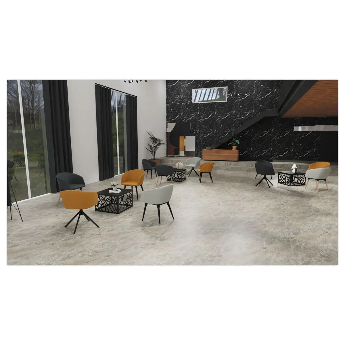 2 Fauteuils Arco met Pyramidepoten - Zwart - GENRIQUE 