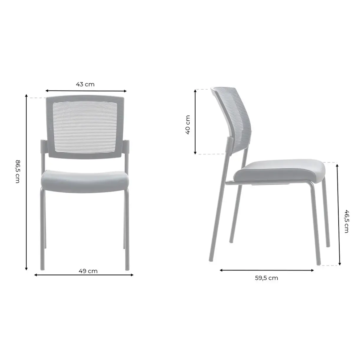 2 stoelen Synergy molgrijs gemonteerd