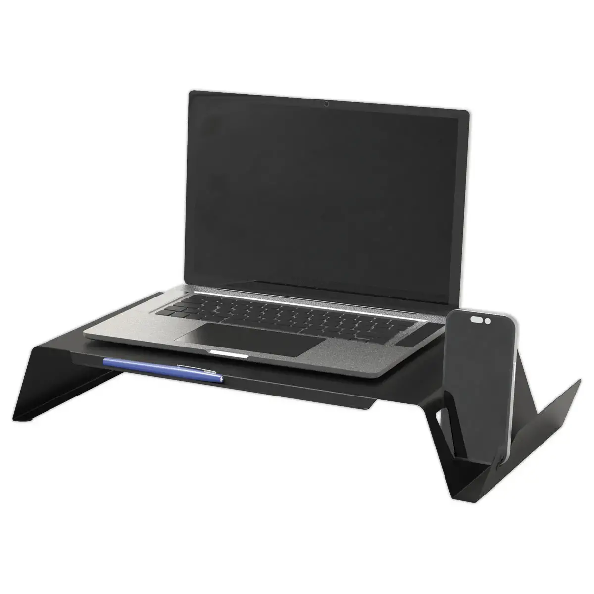 Zwarte metalen laptopverhogerhouder