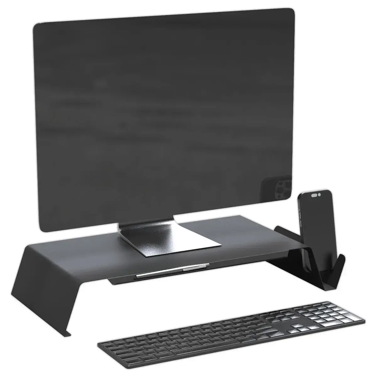 Zwarte metalen laptopverhogerhouder