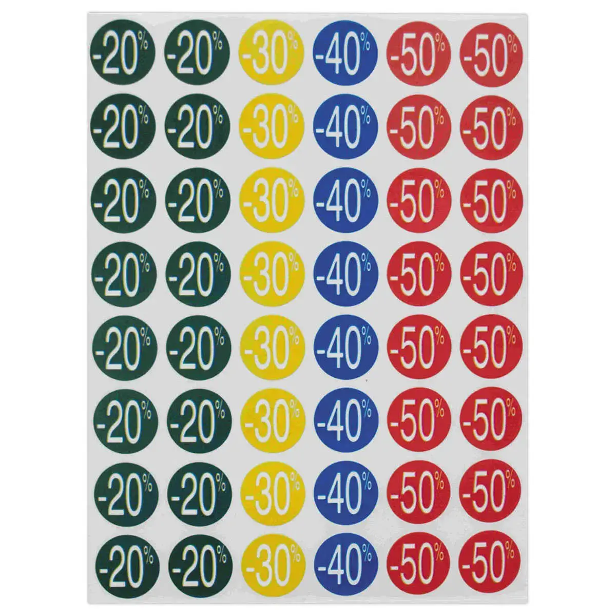 5 vellen van 48 etiketten met een korting van 20% tot 50% assorti 