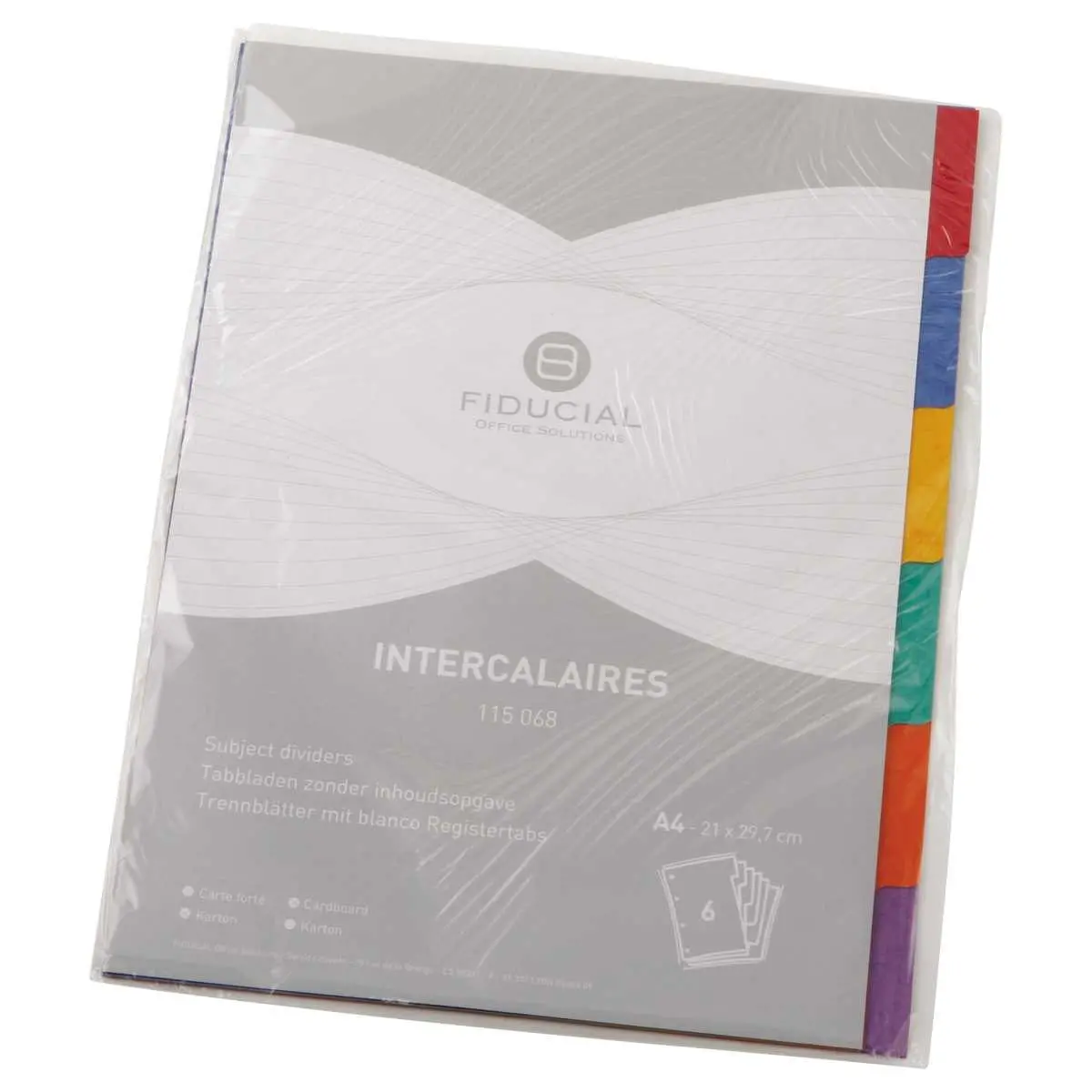 Set tabbladen FIDUCIAL glanskarton 3/10e voor formaat A4 - 6 Tabs