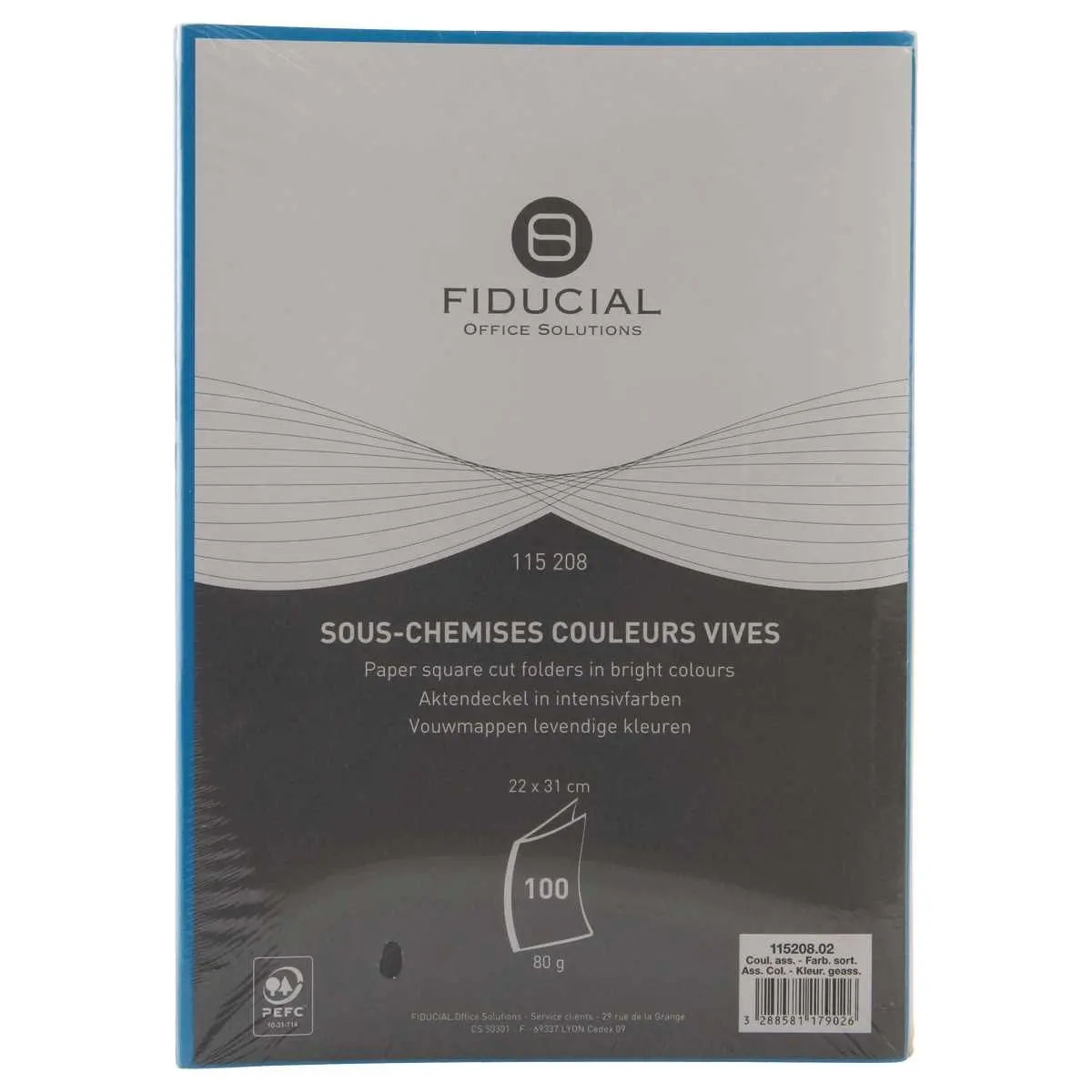 100 Tussenmappen FIDUCIAL 22x31cm - 80g assorti