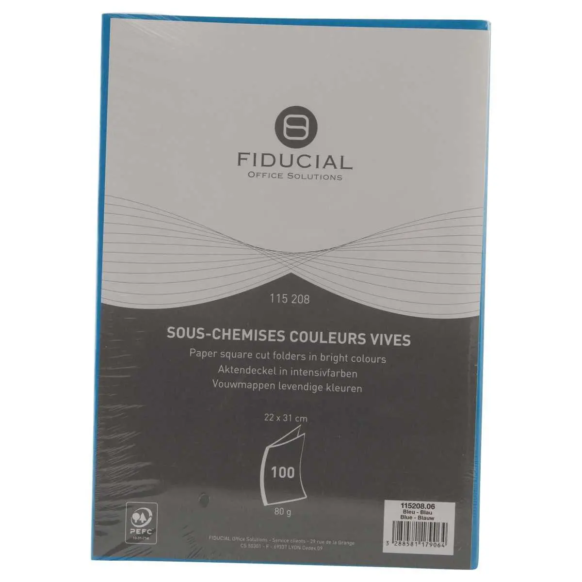 100 Tussenmappen FIDUCIAL 22x31cm - 80g blauw
