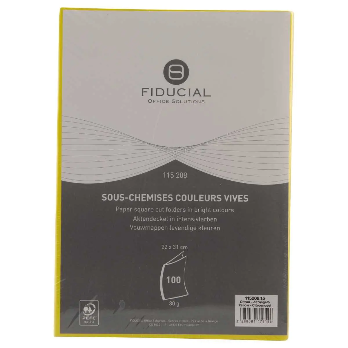 100  Tussenmappen FIDUCIAL 22x31cm - 80g geel 
