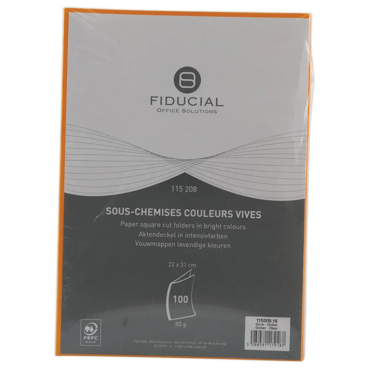 100  Tussenmappen FIDUCIAL 22x31cm - 80g oranje 
