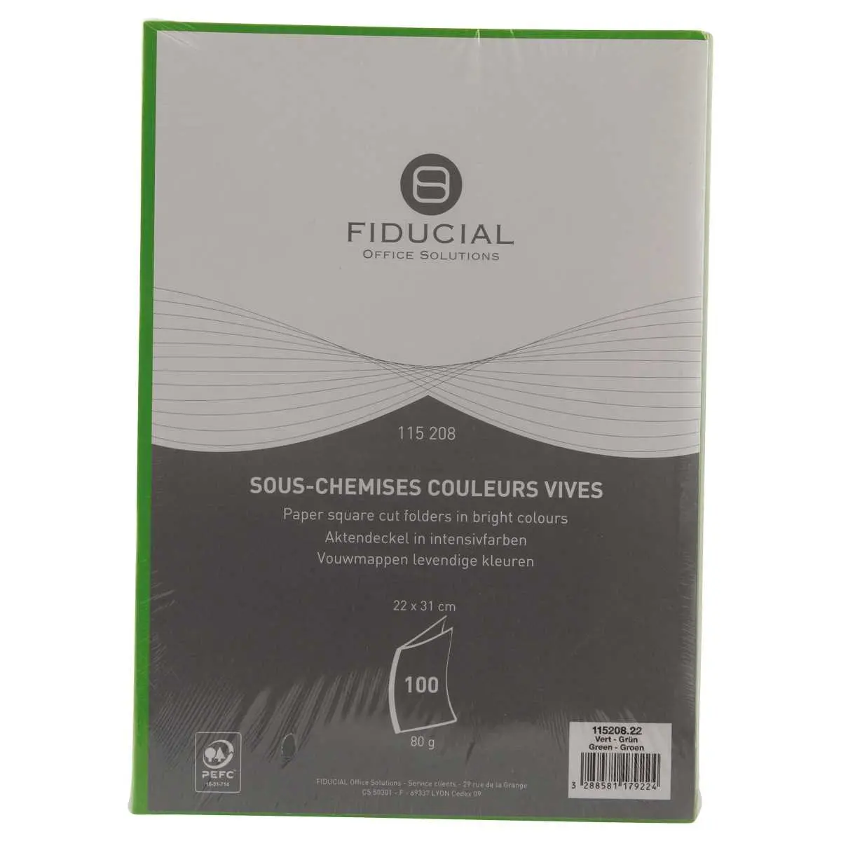 100 Inlegmappen - 22x31 cm - 80g - Groen - FIDUCIAL