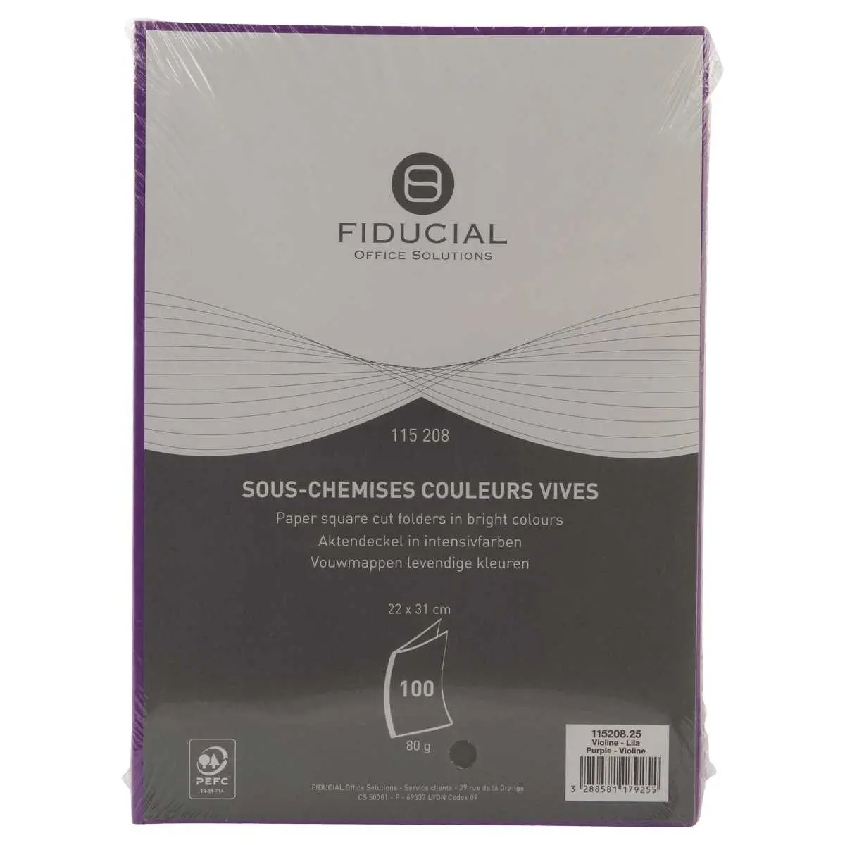100 Inlegmappen - 22x31 cm - 80g - Paars - FIDUCIAL