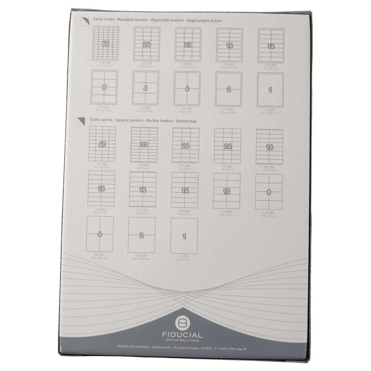 100 Etiketten met rechte hoeken FIDUCIAL 70X37 - 2400 etik / doos