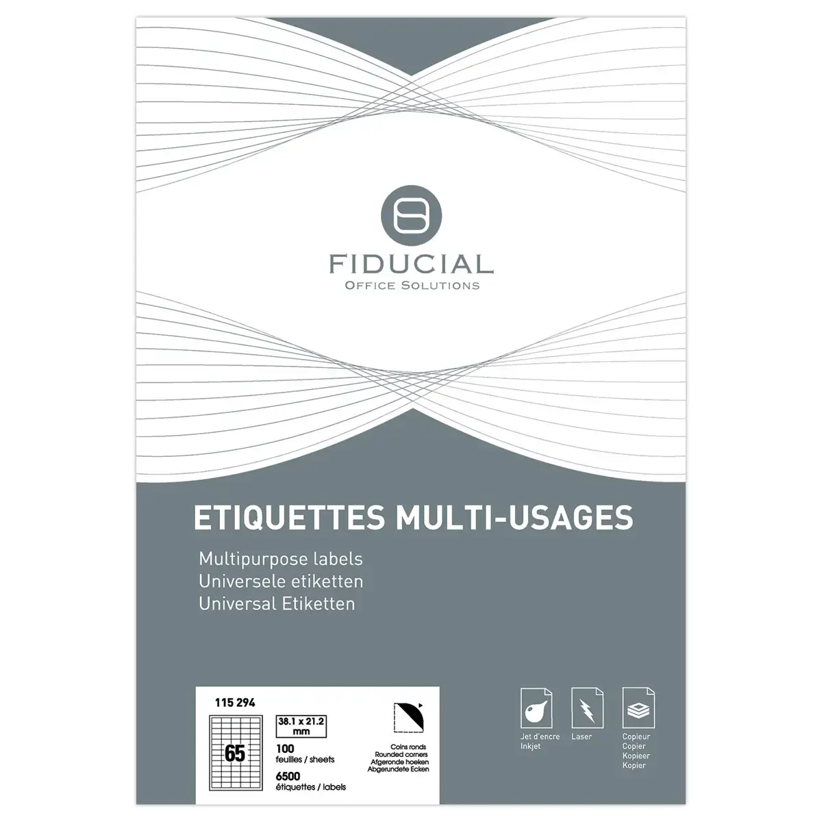 100 Etiketten met ronde hoeken FIDUCIAL 38,1x21,2 - 6 500 etik / doos