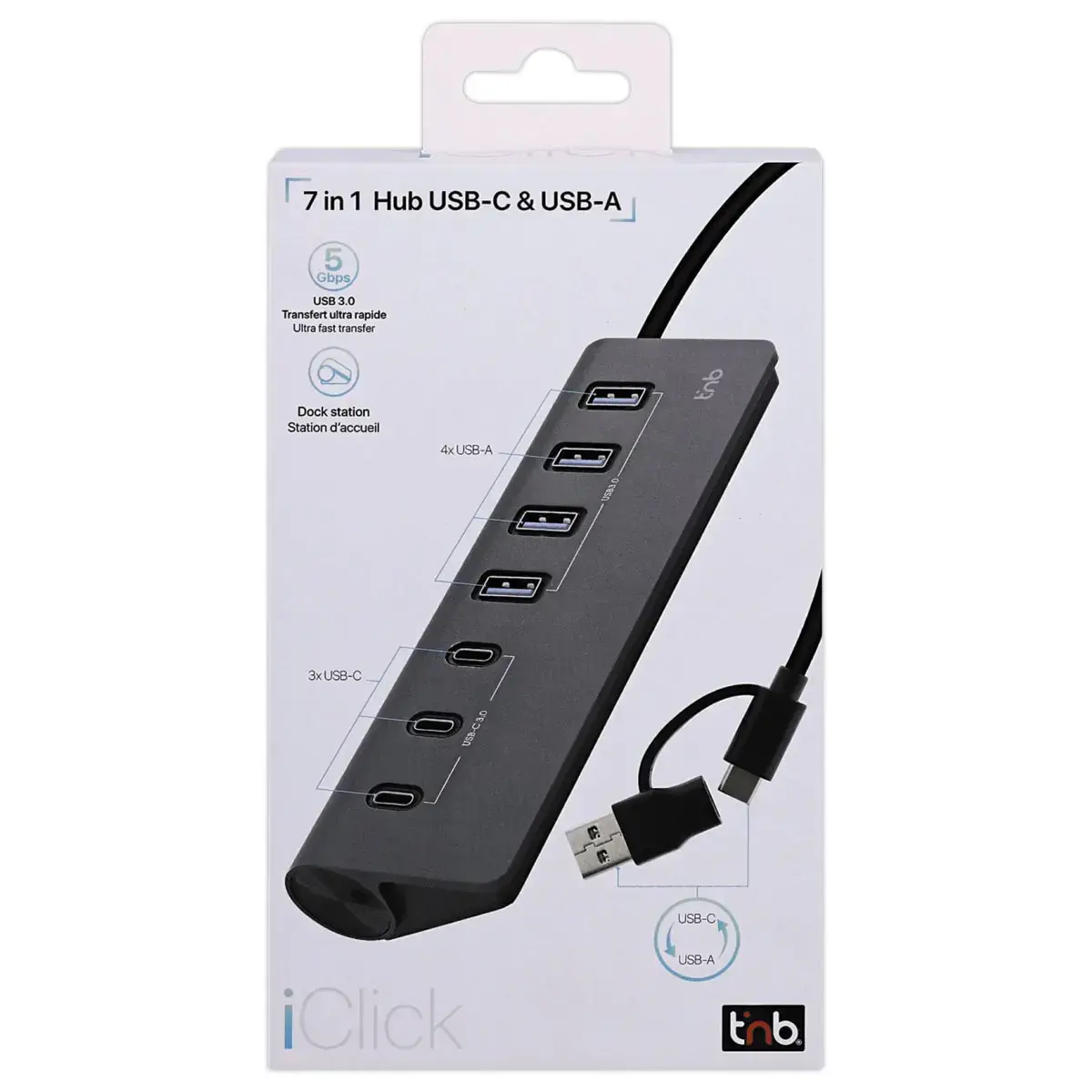 Hub 7-in-1 - USB-A en USB-C 3.0 - T'NB