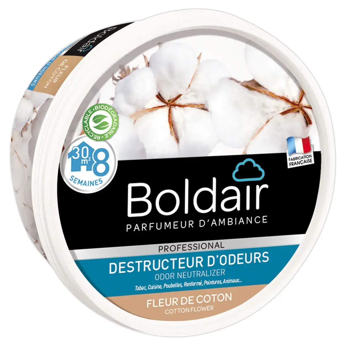 Pot vaste gel met geurvernietiger BOLDAIR - Katoenbloesem - 300 g