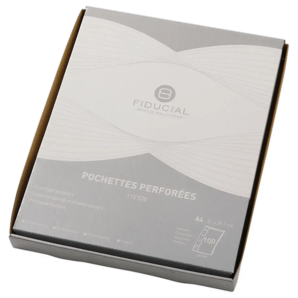 100 Geperforeerde insteekhoezen FIDUCIAL -A4 - Glad - PP - 6,5/100