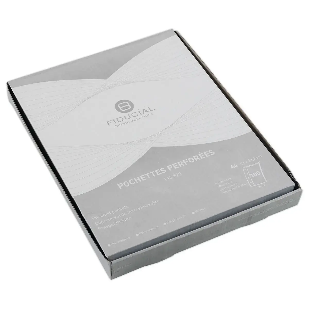 100 Geperforeerde hoezen A4 cristal - Fiducial