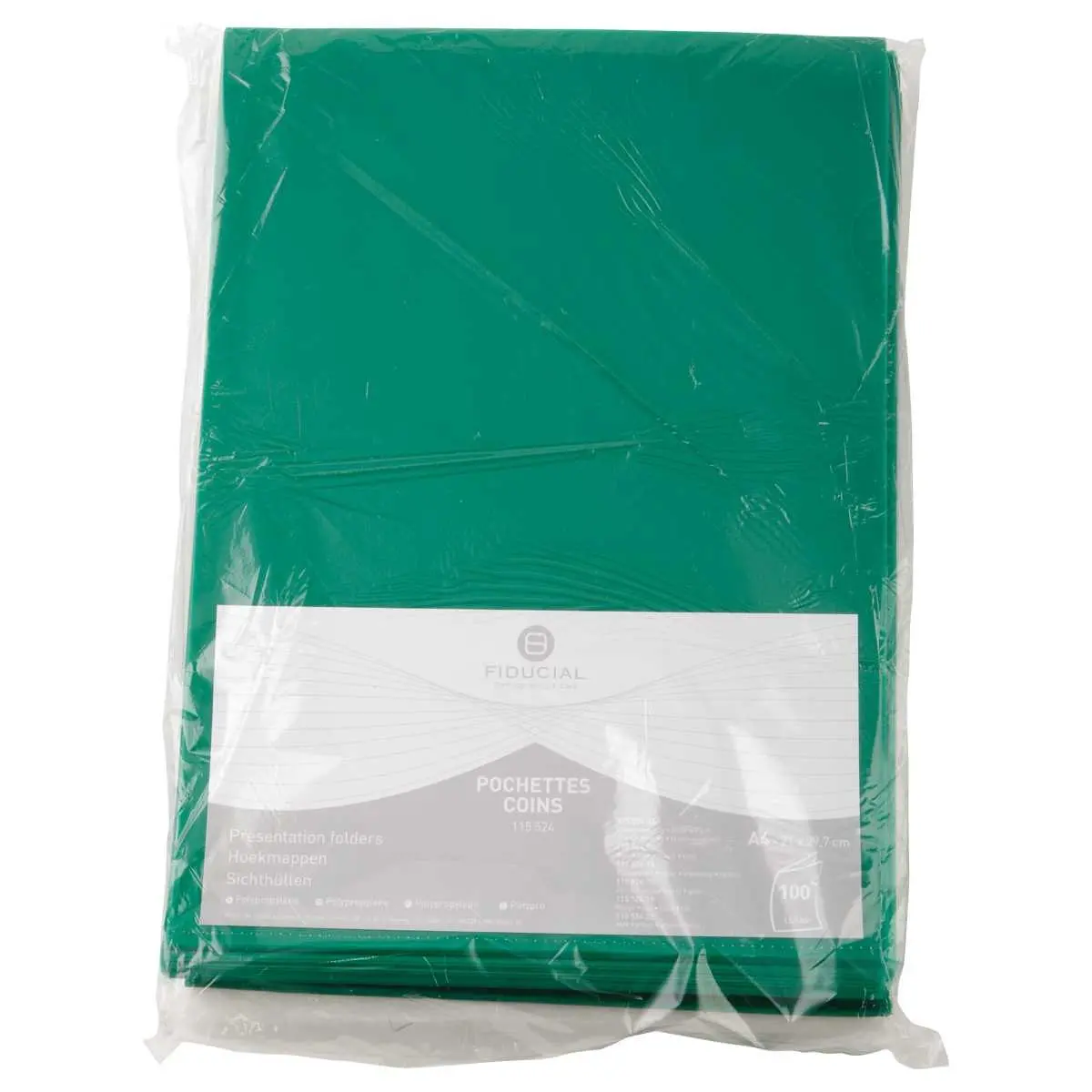 100  Polypropyleen hoekmappen 11/100e Groen - Fiducial 