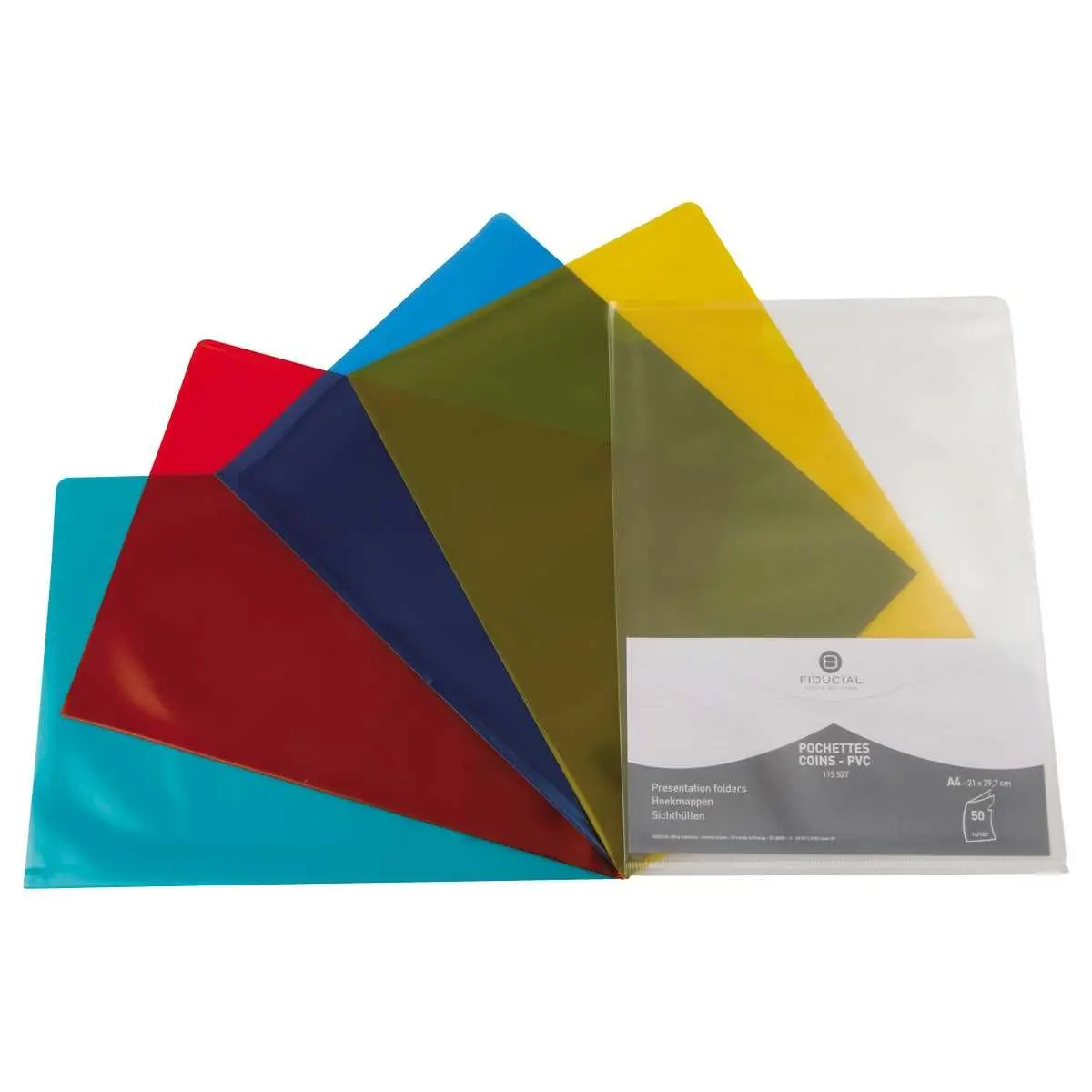 50 Hoekmappen FIDUCIAL in 14/100 pvc assorti