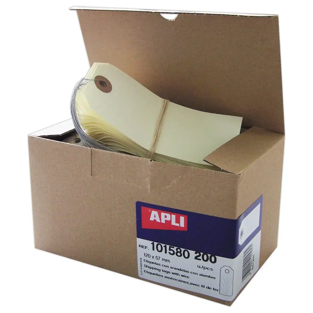 200 Amerikaanse labels met oogje + ijzerdraad 120 x 57 mm 
