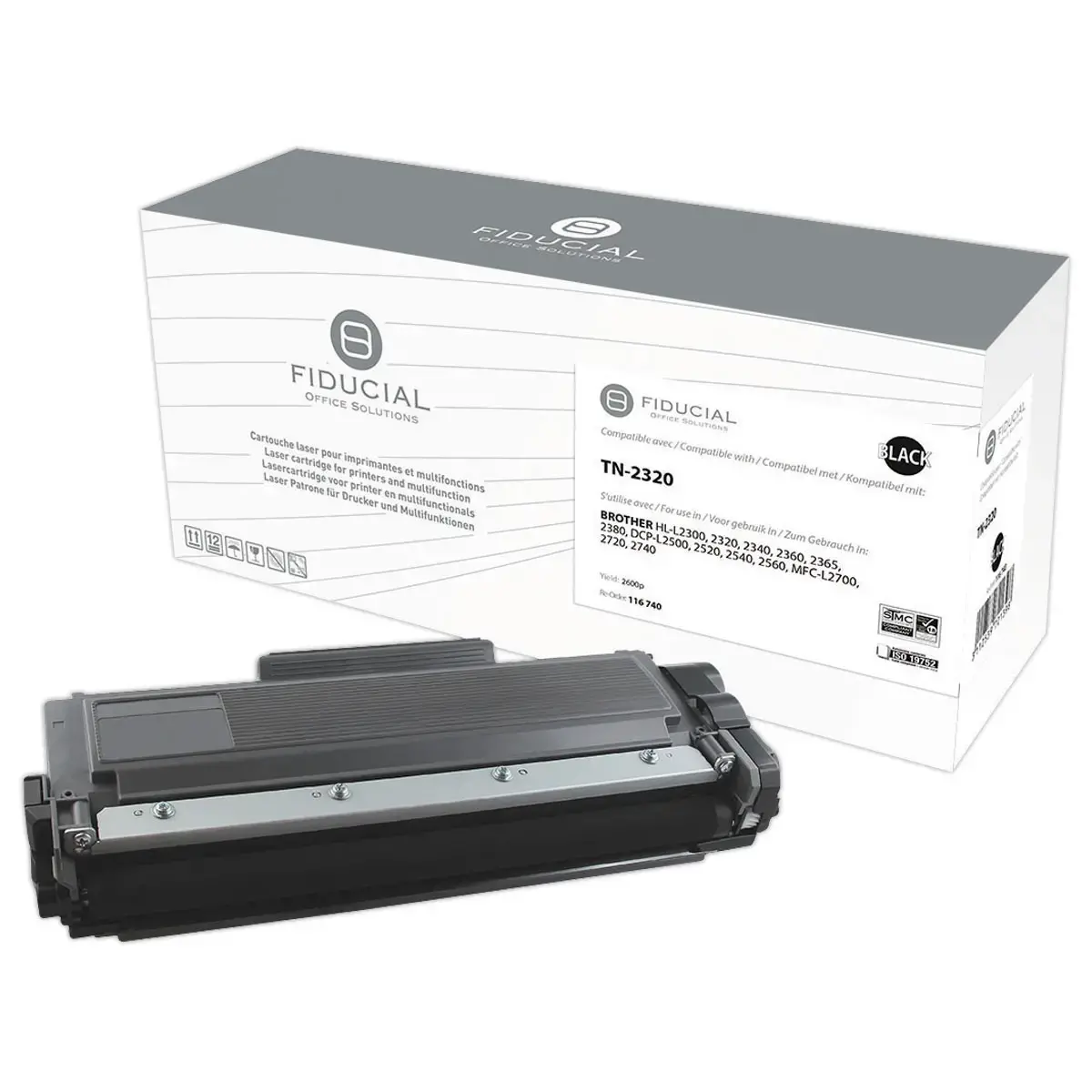Lasercartridge FIDUCIAL equiv BROTHER TN2320 Zwart