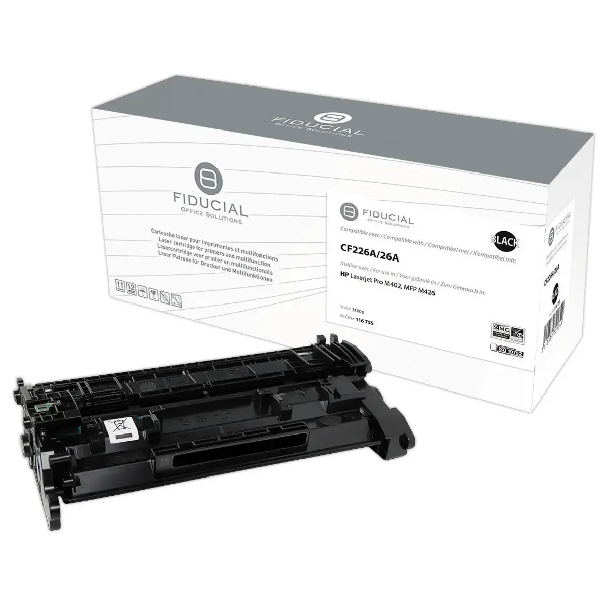 Lasercartridge FIDUCIAL equiv. HP 26AZwart CE226A