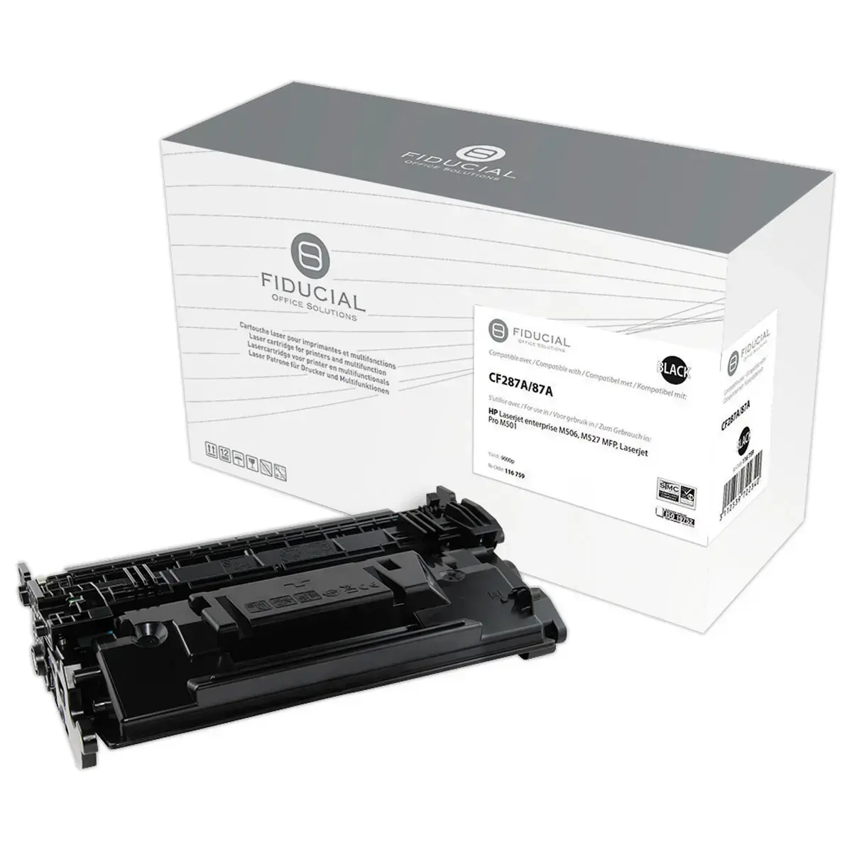 Lasercartridge FIDUCIAL equiv. HP CF287A 87A Zwart