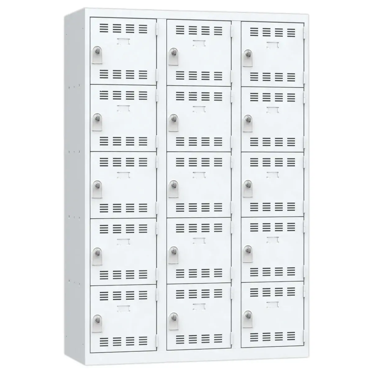 Kleerkast met meerdere vakken - 3 kolommen van 5 vakken - 180 x 120 cm - Grijs - VINCO INDUSTRIES