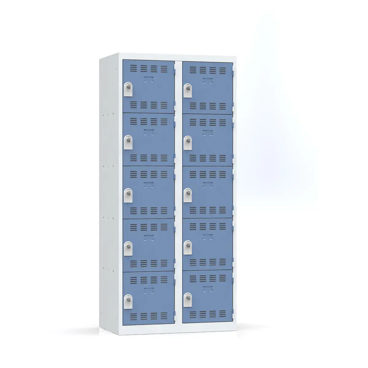 Kleerkast met meerdere vakken - 2 kolommen van 5 vakken - 180x80 cm - Grijs/blauw - VINCO INDUSTRIE