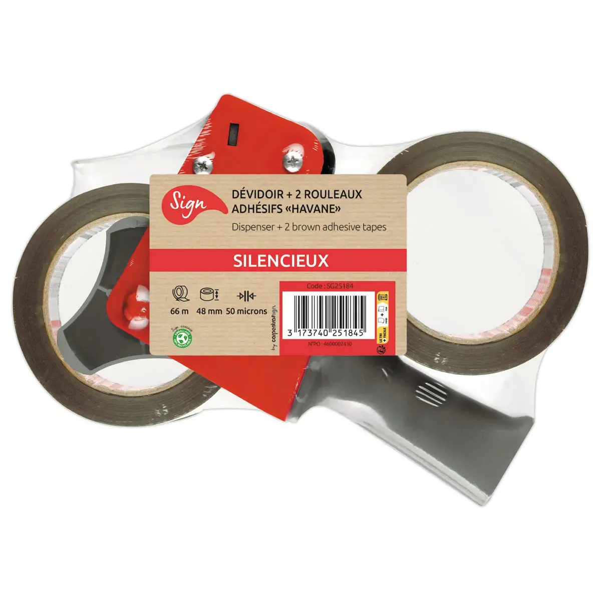 Metalen haspel + 2 stille plakbandrollen 