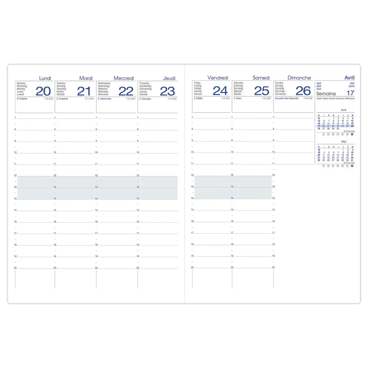Weekagenda FIDUCIAL 16X24 - stevige kaft - grijs