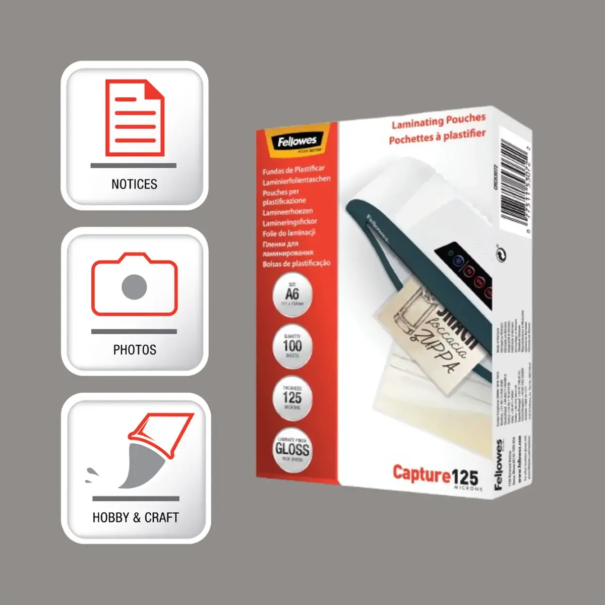 100 Mapjes voor warm plastificeren - A6 - 2 x 125 µ - FELLOWES