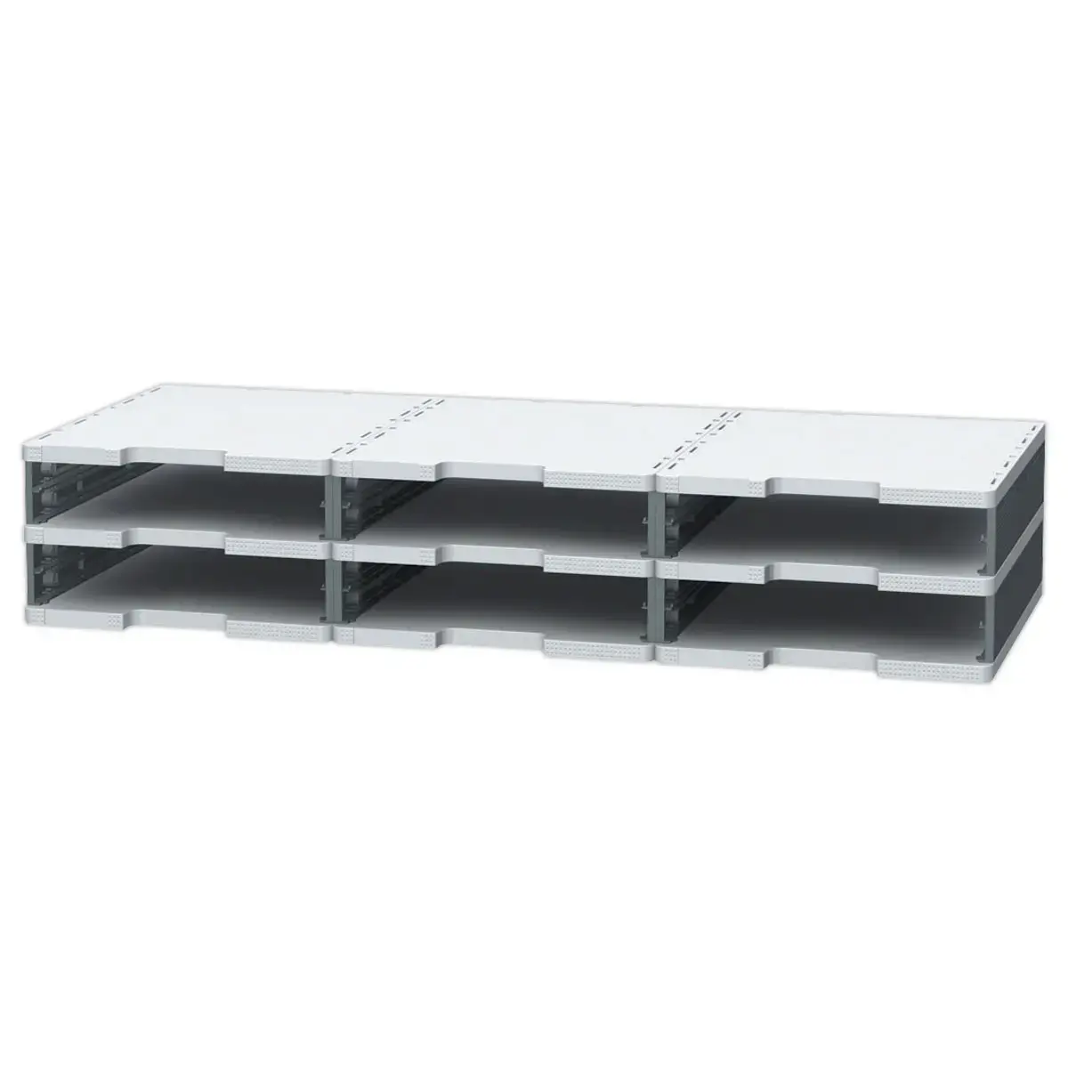 3 Modules om 6 kasten op 2 of 3 kolommen te monteren.