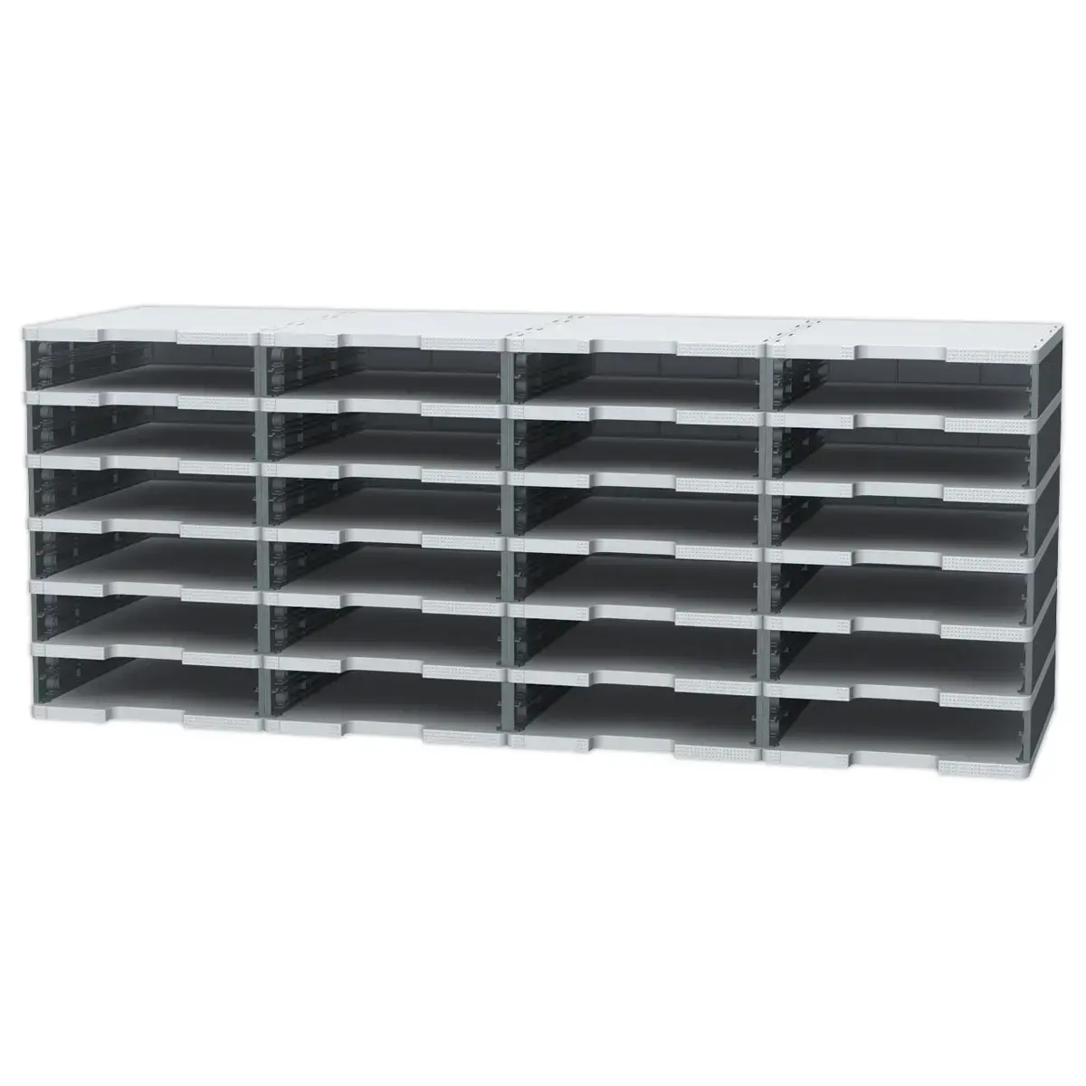 10 Modules om 24 kisten in 3 of 4 kolommen te monteren.