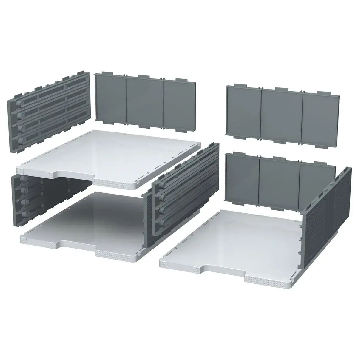 3 Modules om 6 kasten op 2 of 3 kolommen te monteren.