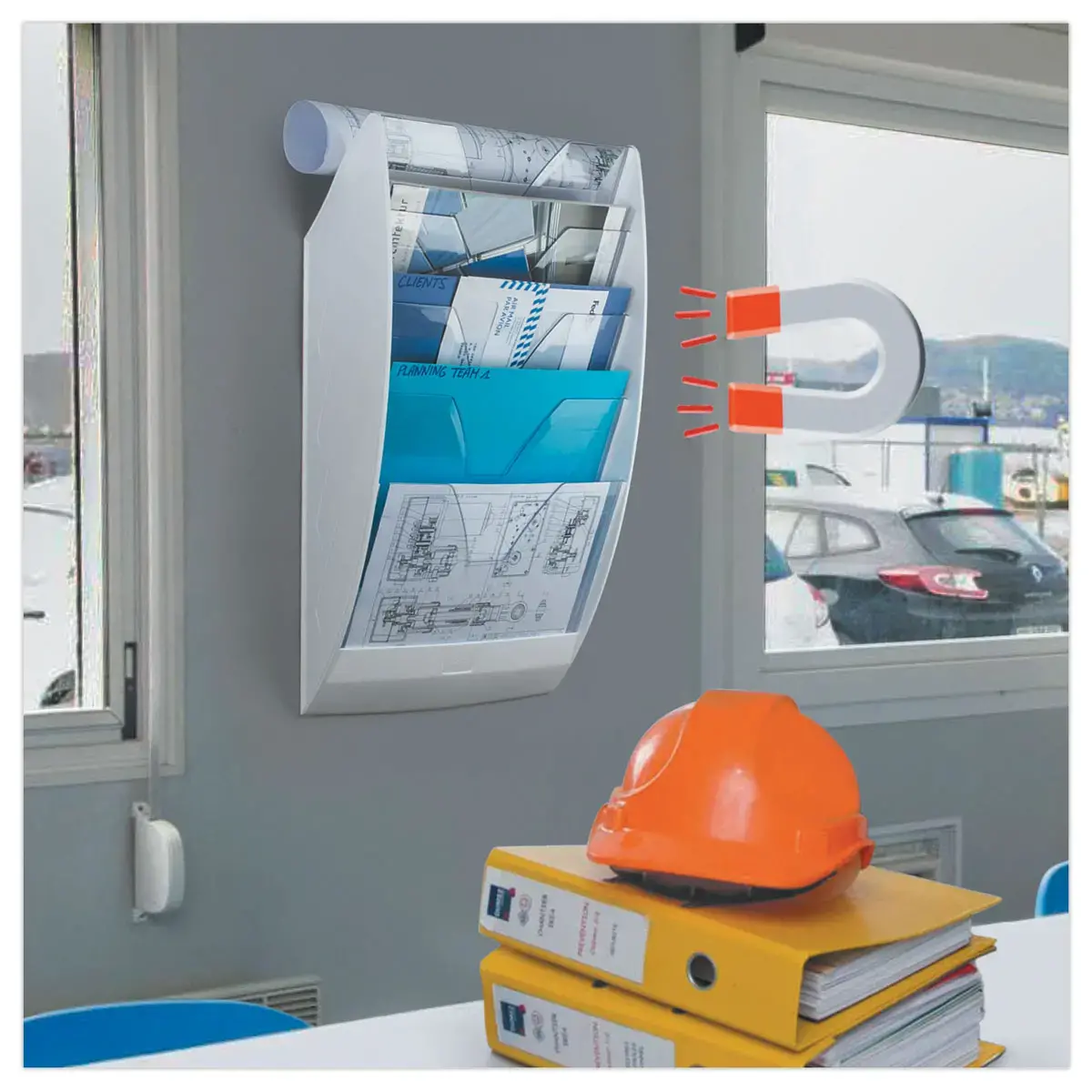 Magnetisch wanddisplay CEP 5 vakken -wit