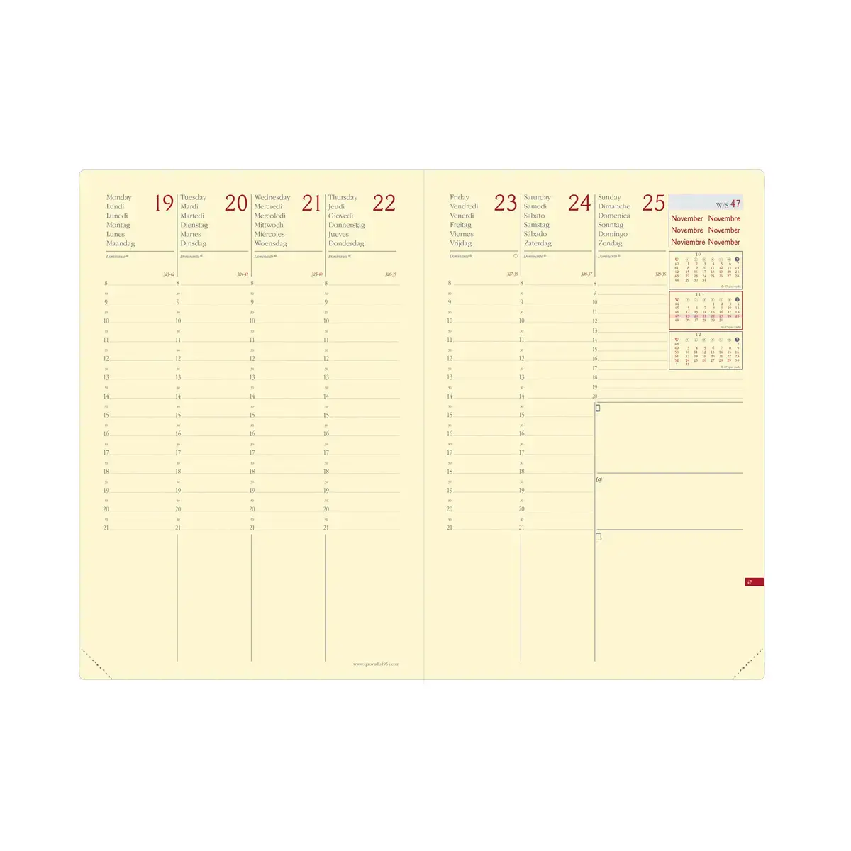 Weekagenda QUO VADIS SILK - 16 x 24  cm - Rood 