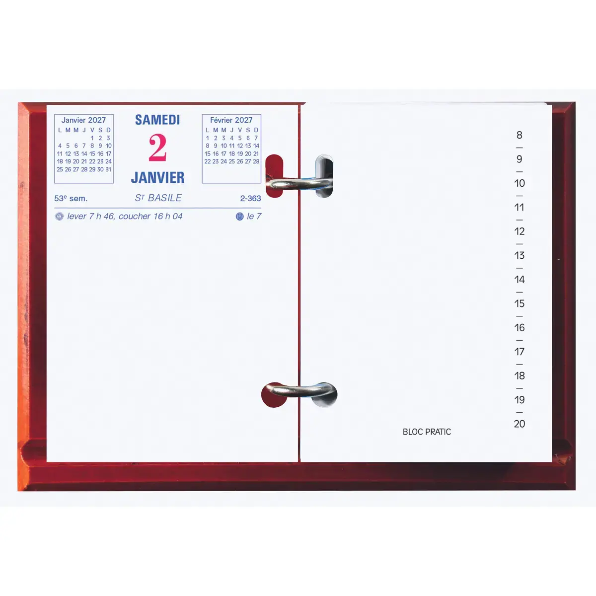 Scheurkalenderblok 8,2x12 cm - datum links