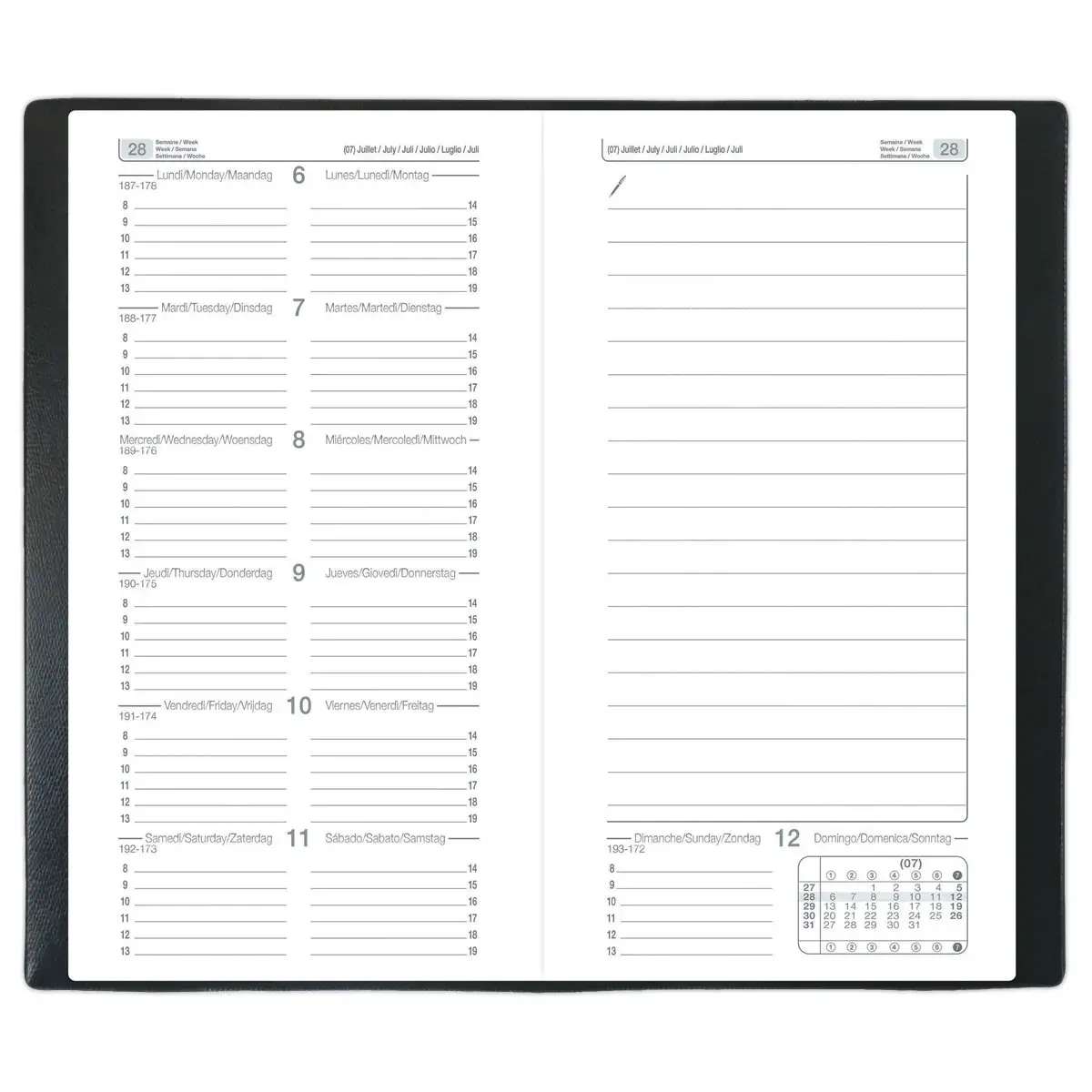 Weekagenda Classic 917N 8,8 x 17 cm - Zwart 