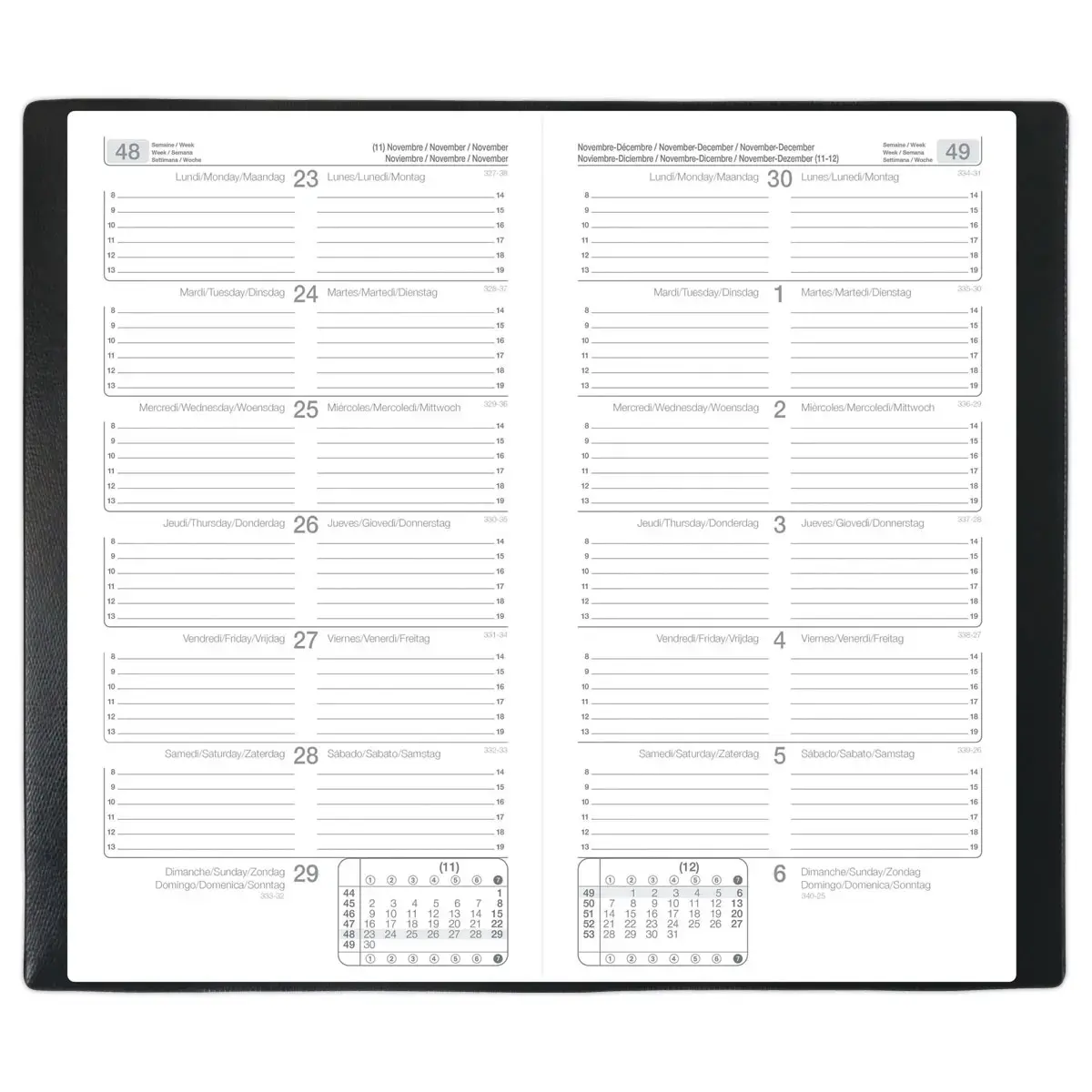 Tweewekelijkse agenda 8,8 x 17 cm - Zwart