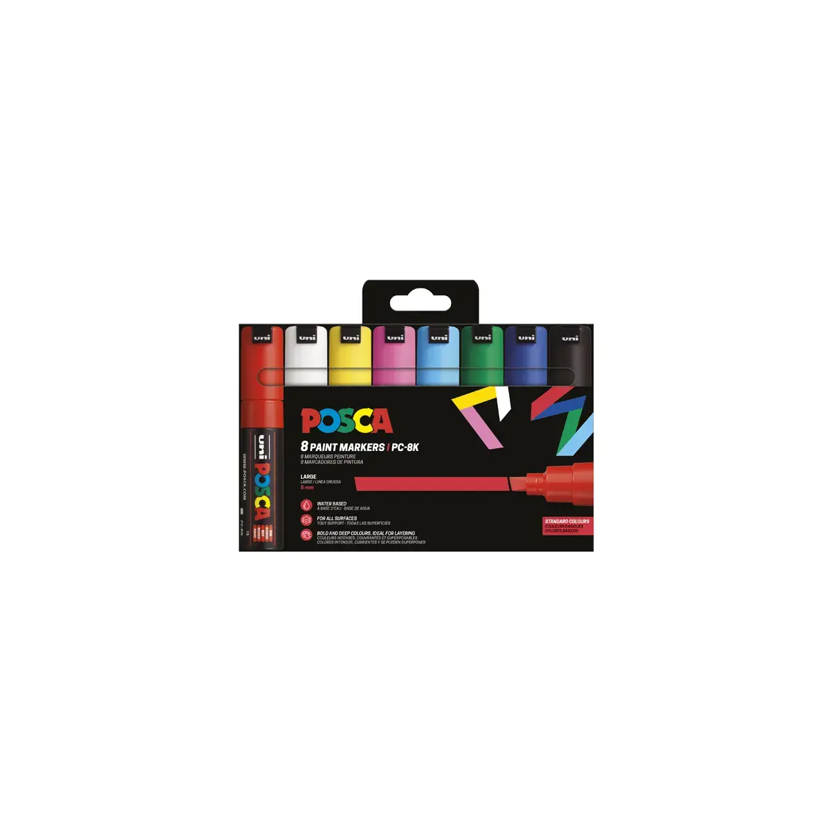 8 Verfmarkers UNI BALL Posca PC8K - Schuine punt - Assorti