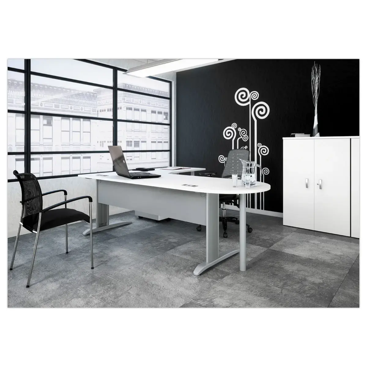 Bureau Buenos Aires - 120 x 80 cm - Bovenblad in beuk met wit onderstel - FIDUCIAL OFFICE SOLUTIONS