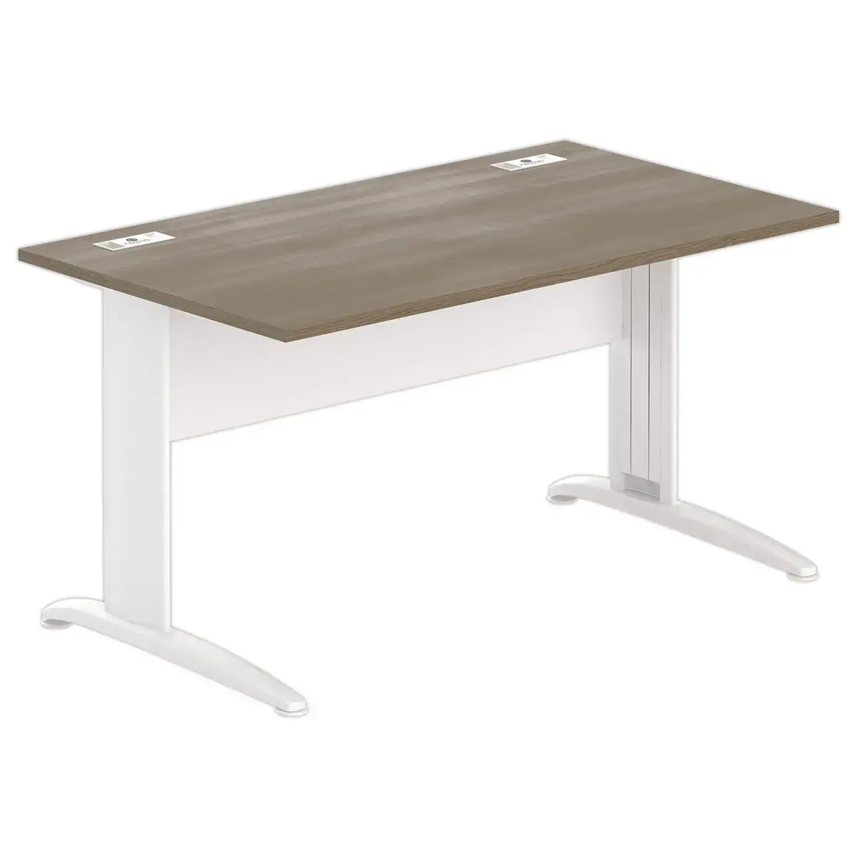 Bureau Buenos Aires - 140 x 80 cm - Plateau noyer et pieds blancs - FIDUCIAL OFFICE SOLUTIONS 