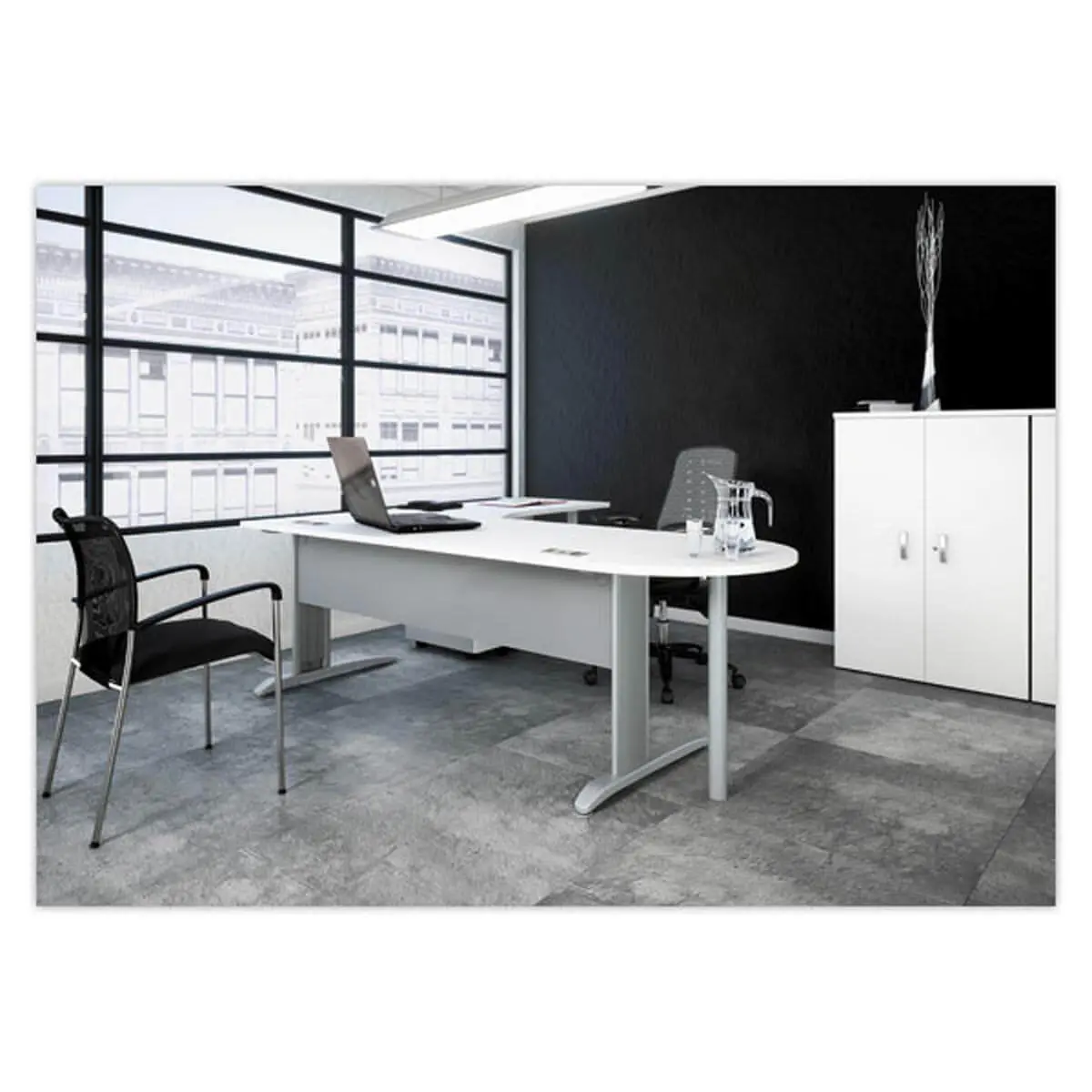 Bureau BUENOS AIRES - Wit blad en aluminium poten - 160x80 cm - FIDUCIAL OFFICE SOLUTIONS 