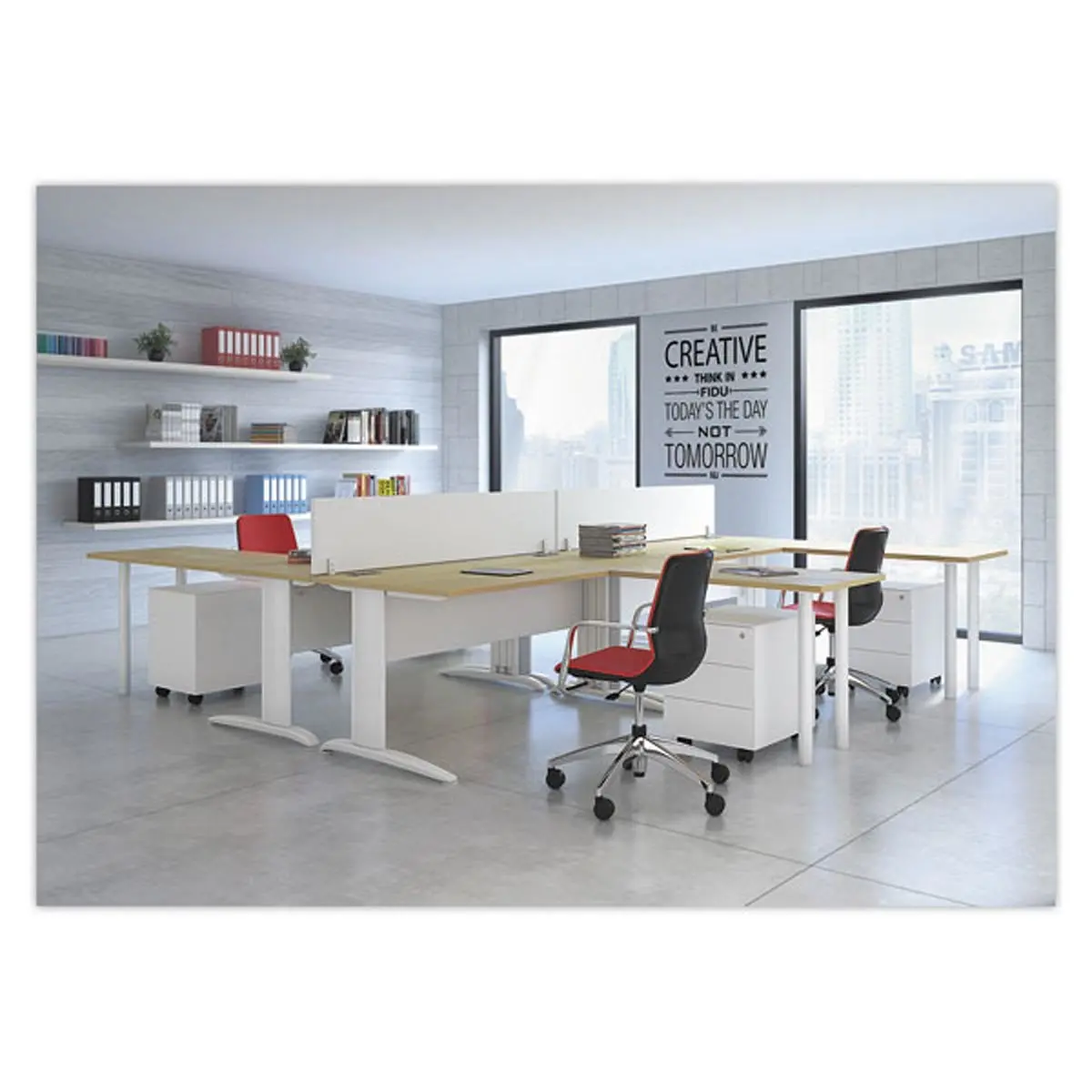 Bureau Buenos Aires - Blad beuk en witte poten - 180x80 cm 