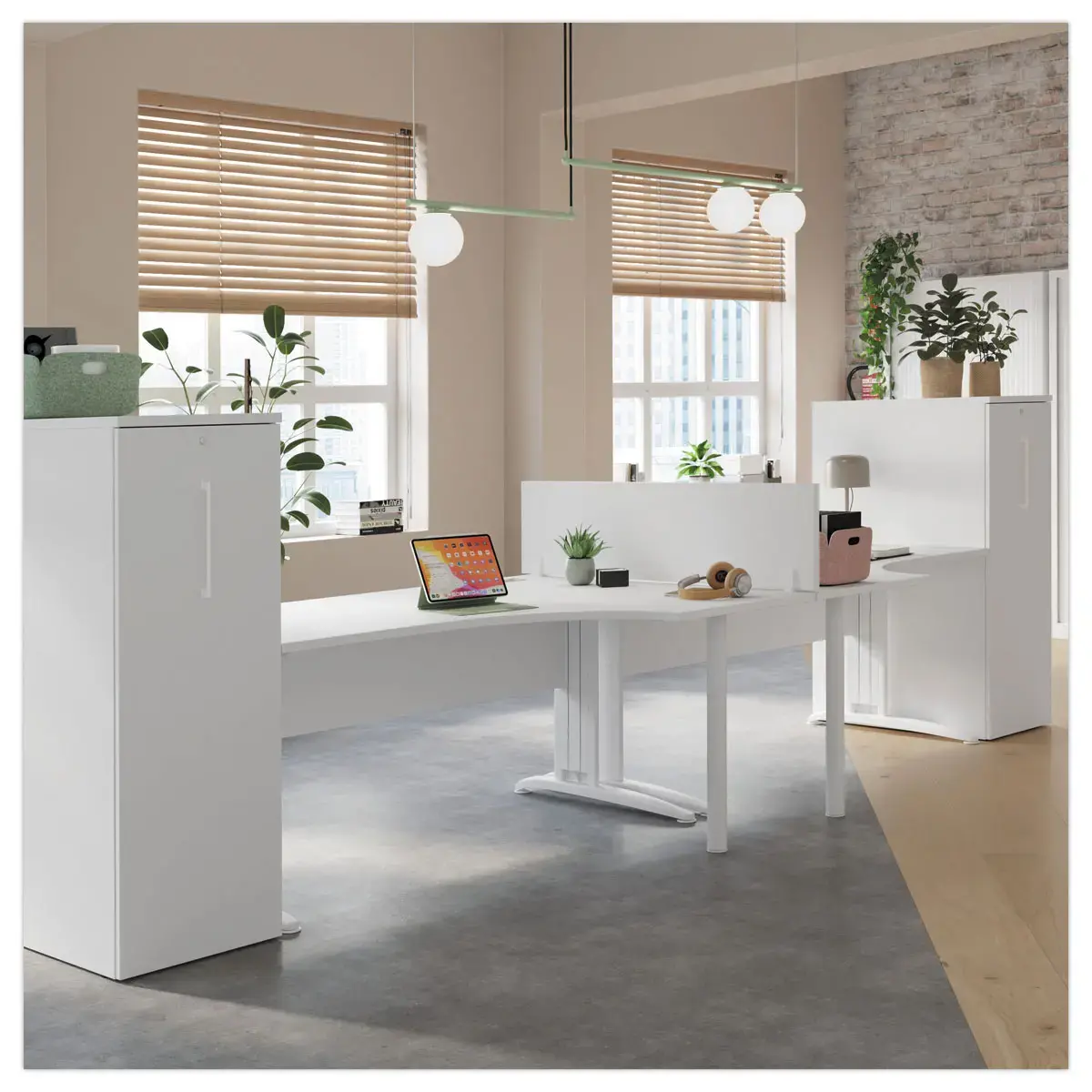Bureau BUENOS AIRES compact terug naar links wit/wit, L160 